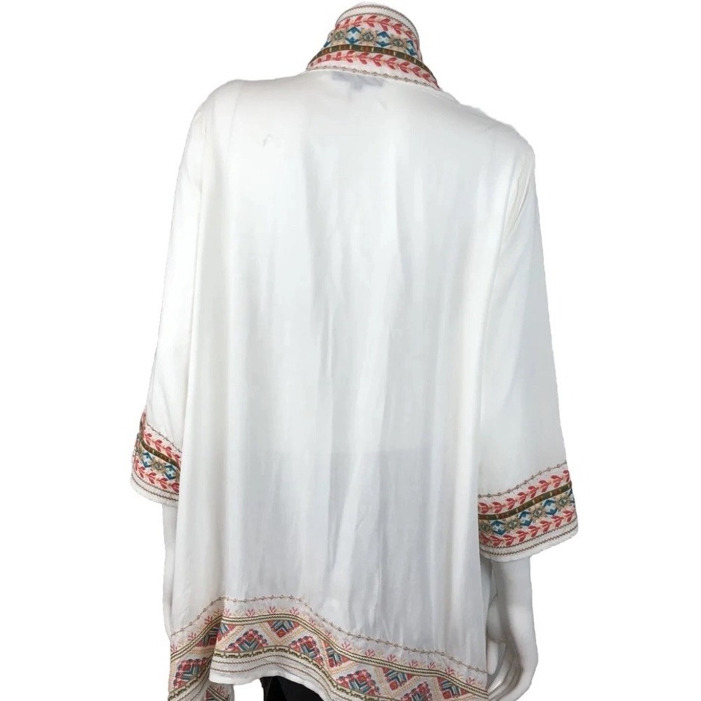 Andree by Unit Embroidered Flyaway Cardigan Sweater Open Front 3/4 Sleeves Sz S - Picture 7 of 11